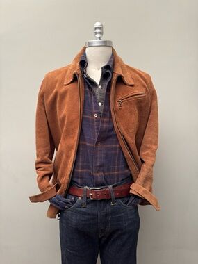 Schott NYC 375 Perfecto Size S Men’s Unlined Roughout Suede Trucker Jacket